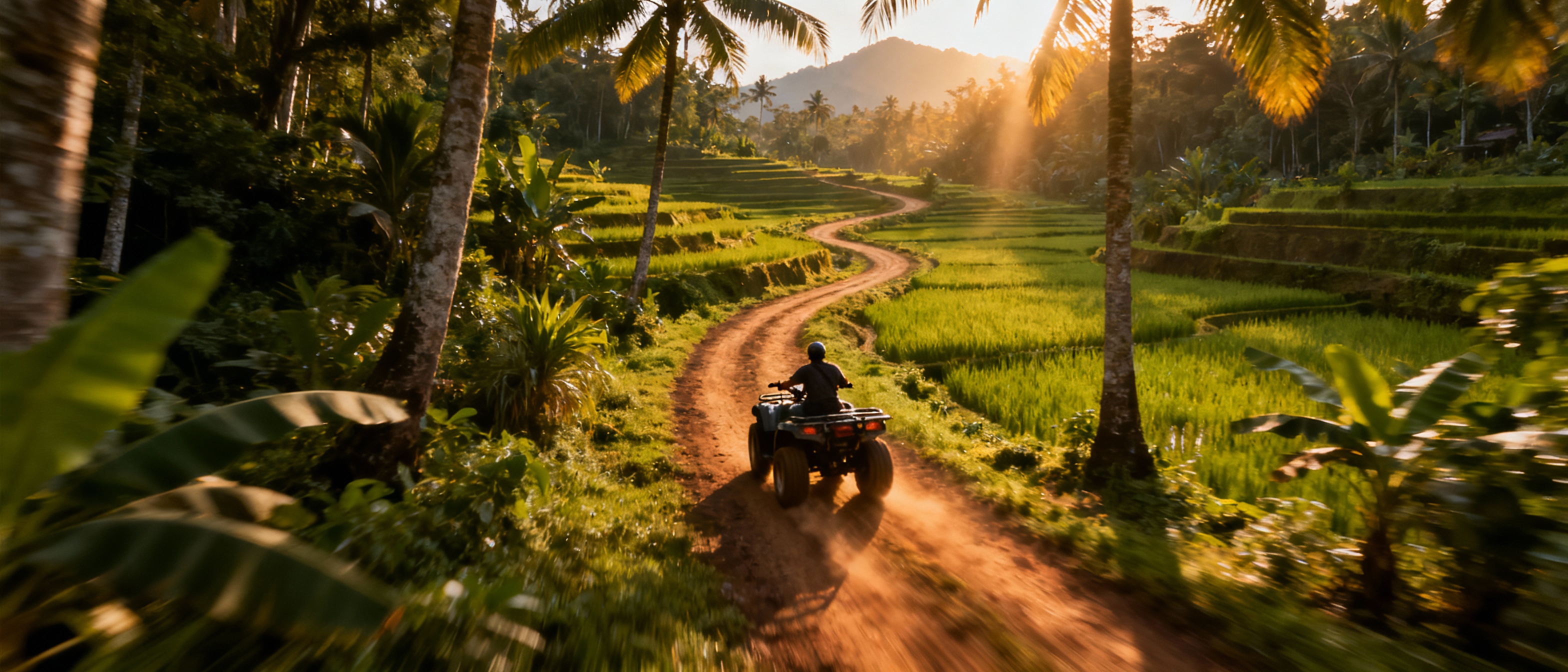 Quad bike ATV ride through rice terraces in Ubud Bali